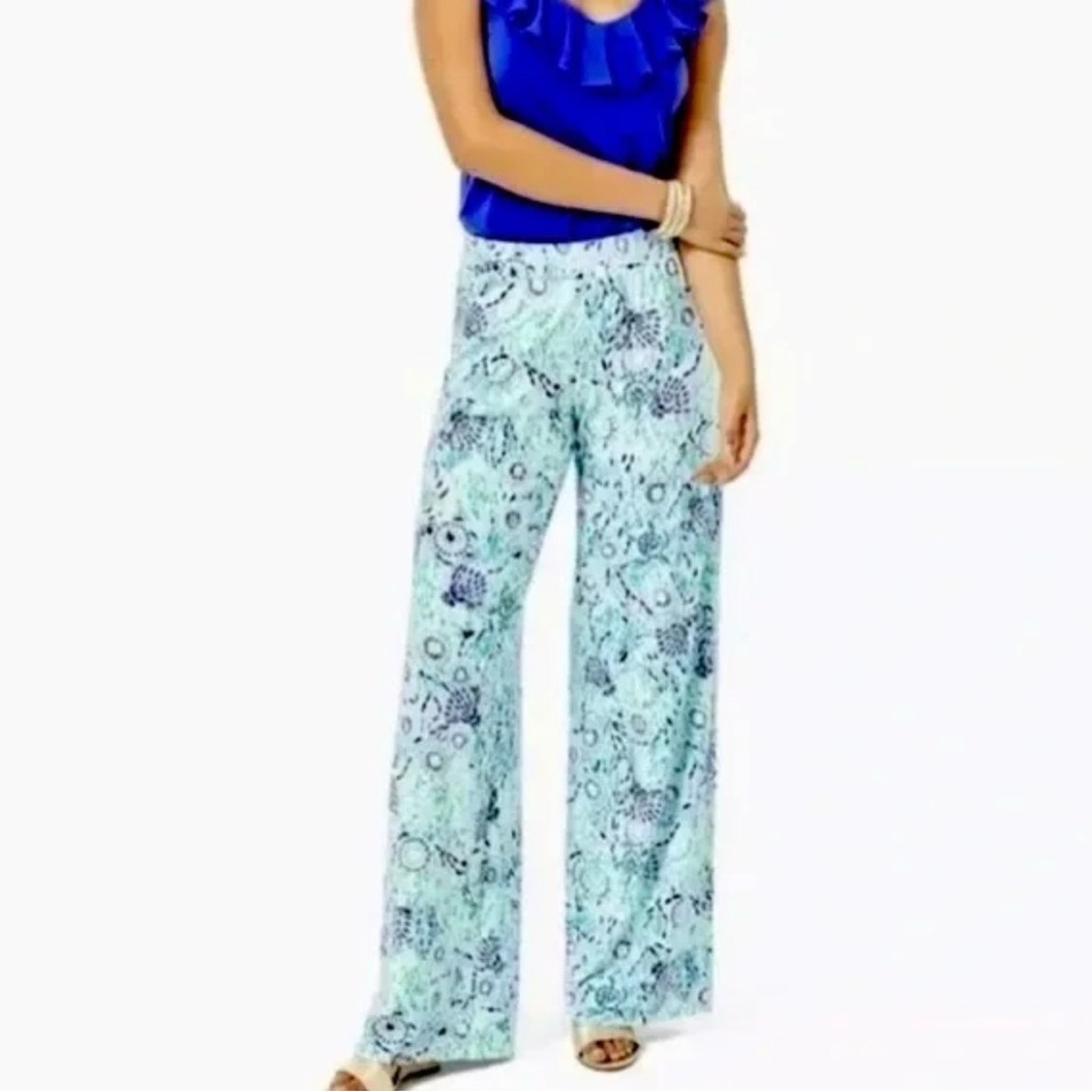 Lilly Pulitzer Lorena Breezy Palazzo Blue Ibiza Open Water